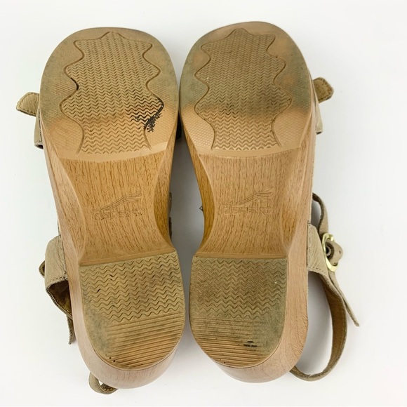 Dansko Sandi Beige Brown Leather Strappy Sandap Clog Heels 40 - Picture 10 of 11